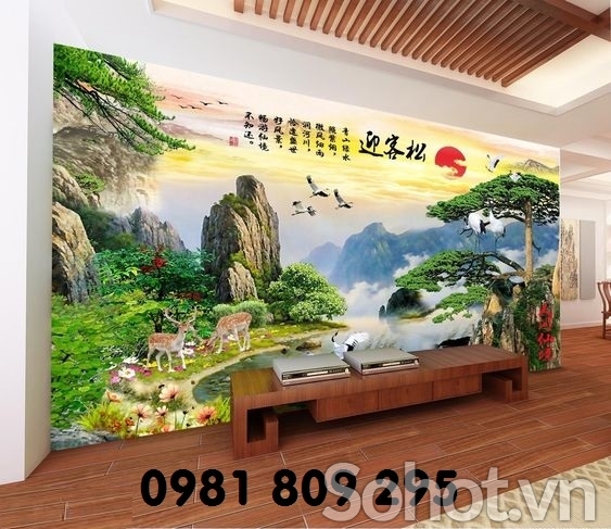 Gạch tranh 3d sơn thủy - phong cảnh trang trí