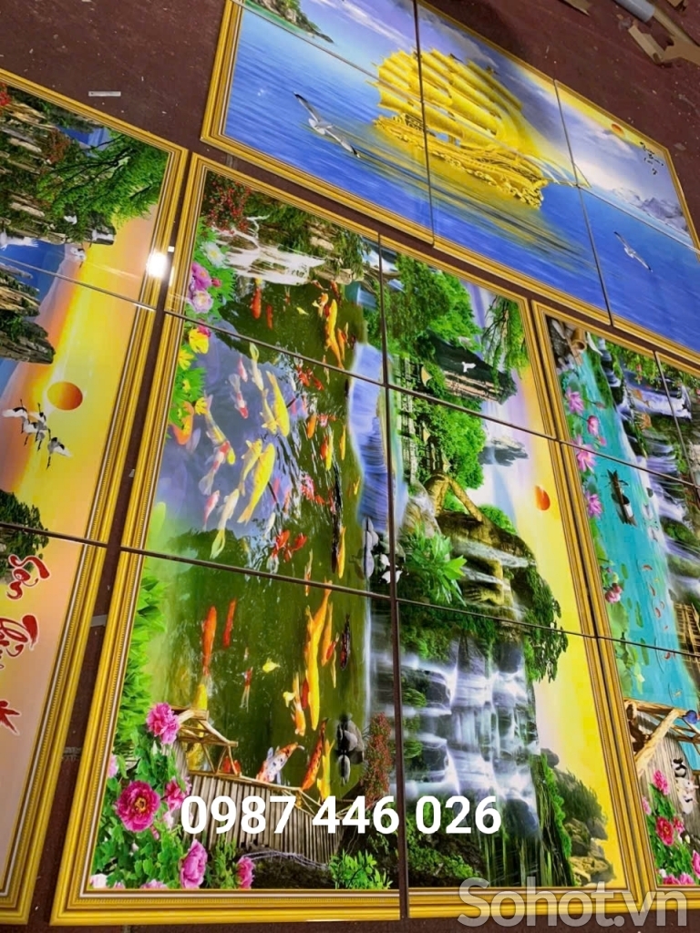 Gạch 3d ảnh thực tế tranh thác nước