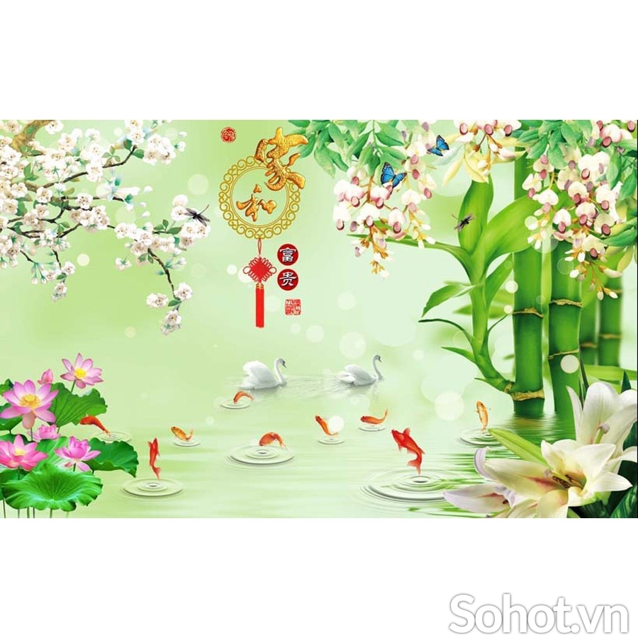 Tranh gạch 3d phong thủy cá chép - 123AC