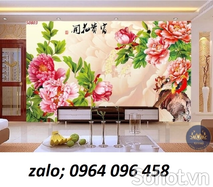 Tranh gạch 3d hoa mẫu đơn - KHF44