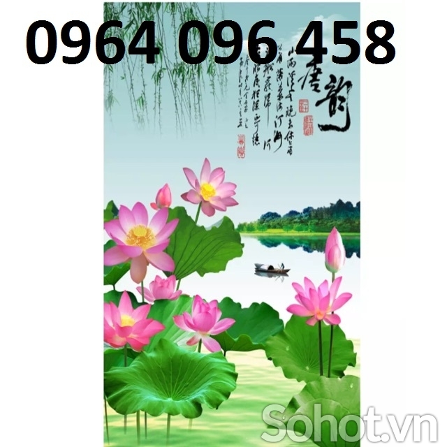Tranh hoa sen 3d - tranh gạch 3d hoa sen - SKN42