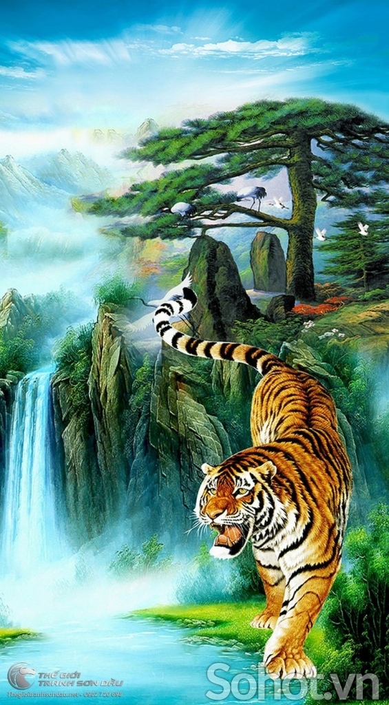 Tranh hổ 3d- tranh gạch 3d con hổ - 876D