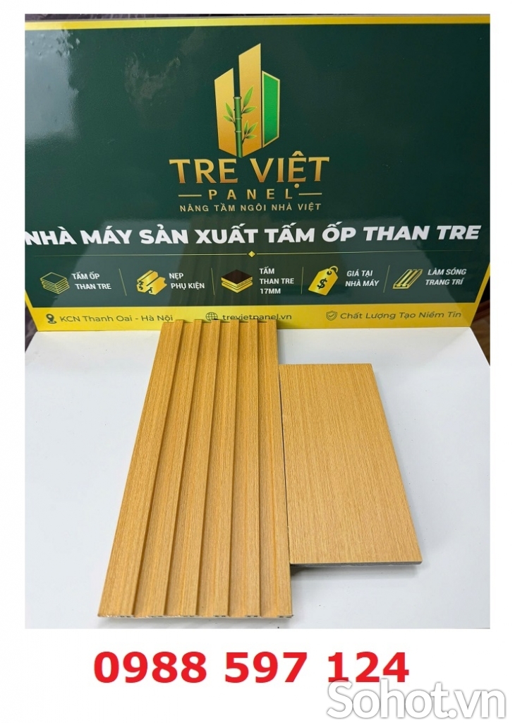Ốp tường than tre lam sóng vân gỗ
