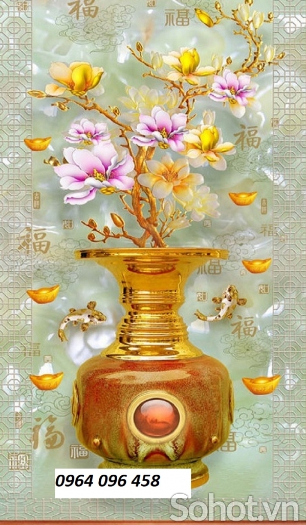 Tranh gạch men 3d mẫu bình hoa - MC43