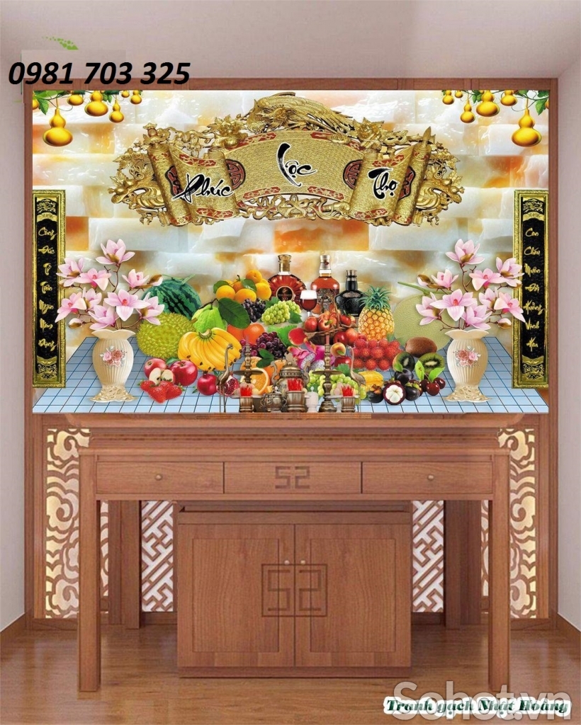 Tranh 3D phòng thờ- gạch tranh 3D