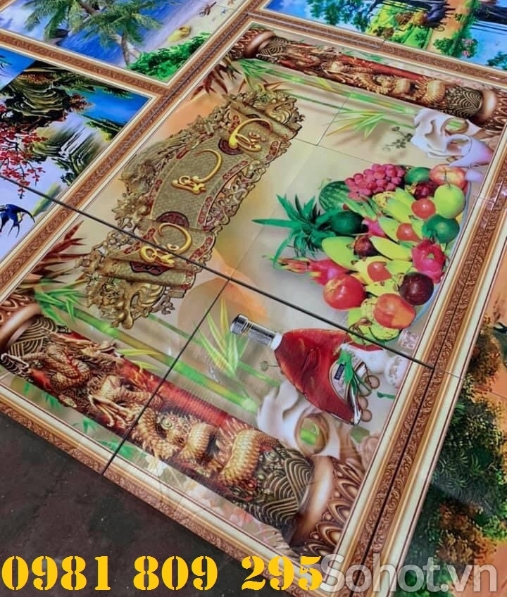 Tranh gạch trang trí phòng thờ , gạch 3d