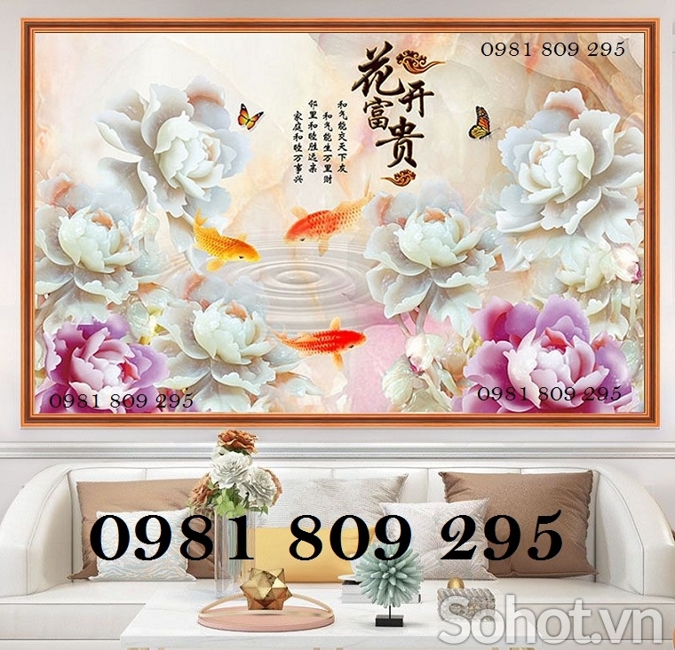 Tranh cá chép - gạch tranh 3d