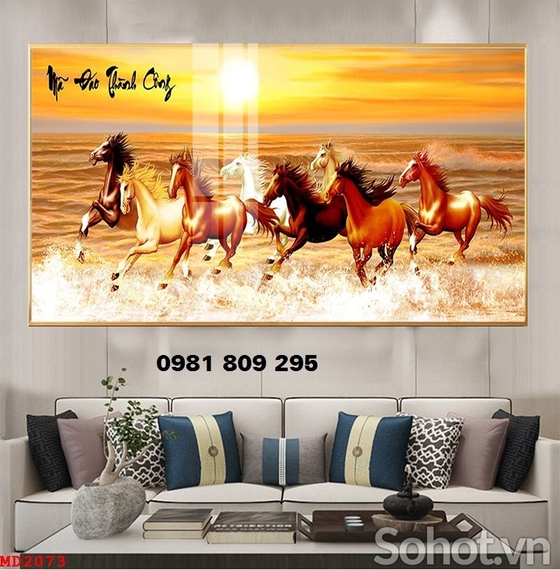 Mẫu tranh gạch men 3d ngựa trang trí