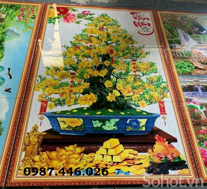 Gạch ốp tường tranh gạch men 3d ảnh thực tế