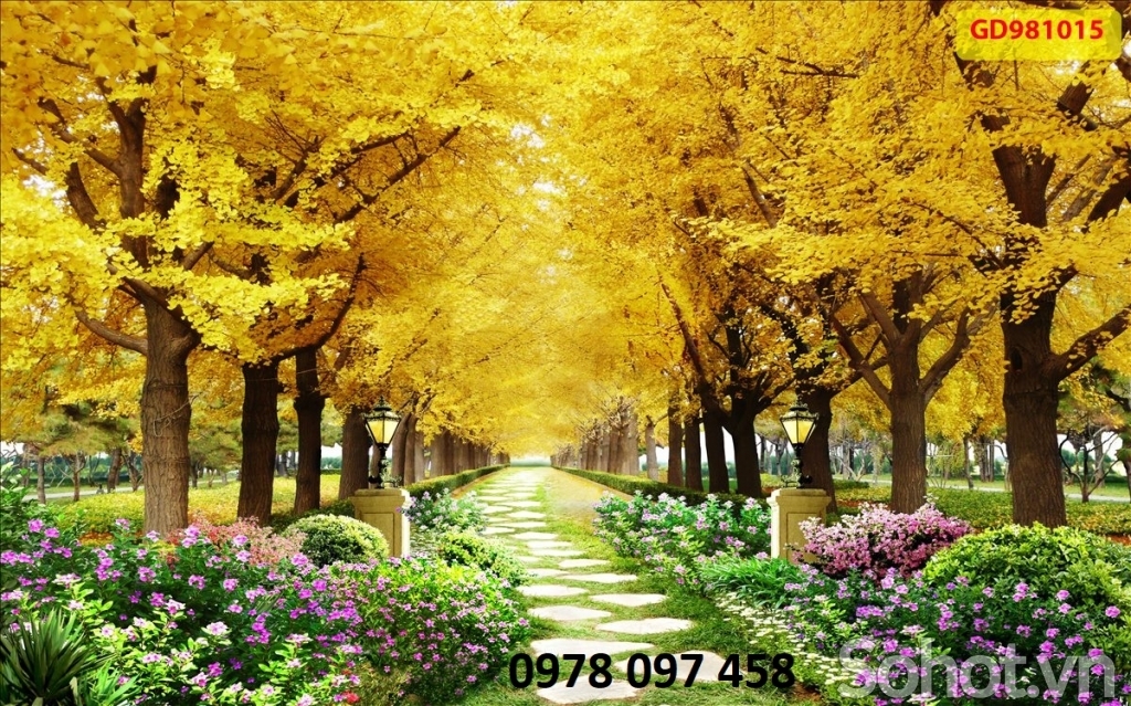Gạch tranh hoa tiết phong cảnh mùa thu