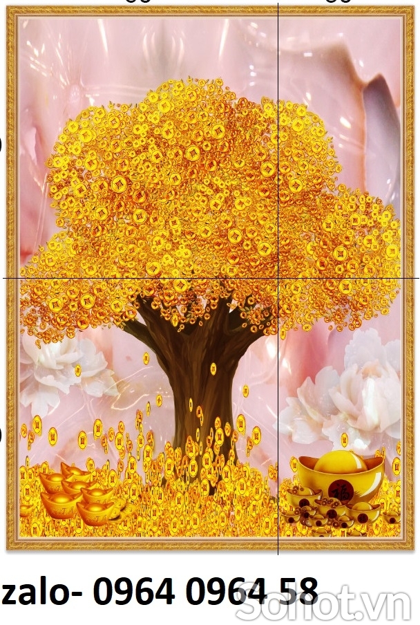 Tranh gạch cây kim tiền 3d - 4777CV