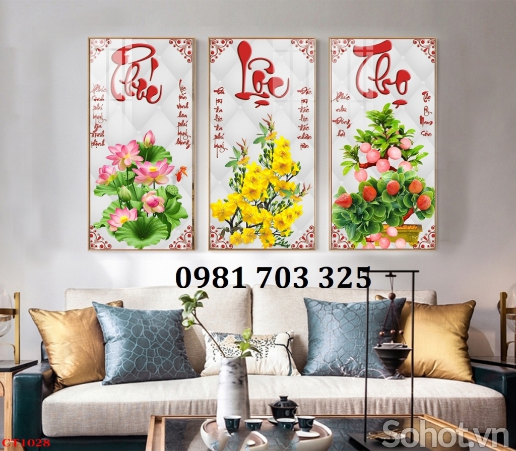 Tranh gạch thư pháp phúc lộc thọ