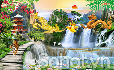 Tranh rồng 3d - tranh gạch 3d rồng - SCCX64