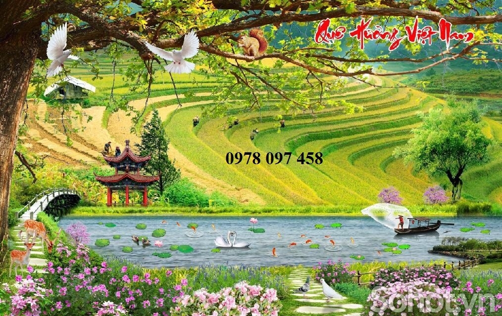 Tranh gạch 3d phong cảnh quê hương