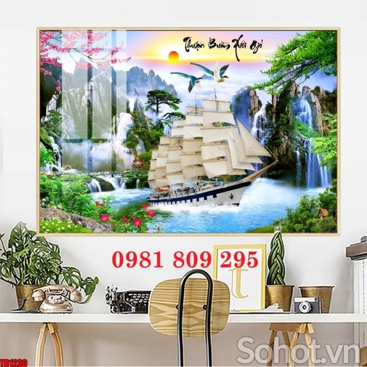 Tranh ốp tường , tranh gạch thuyền buồm