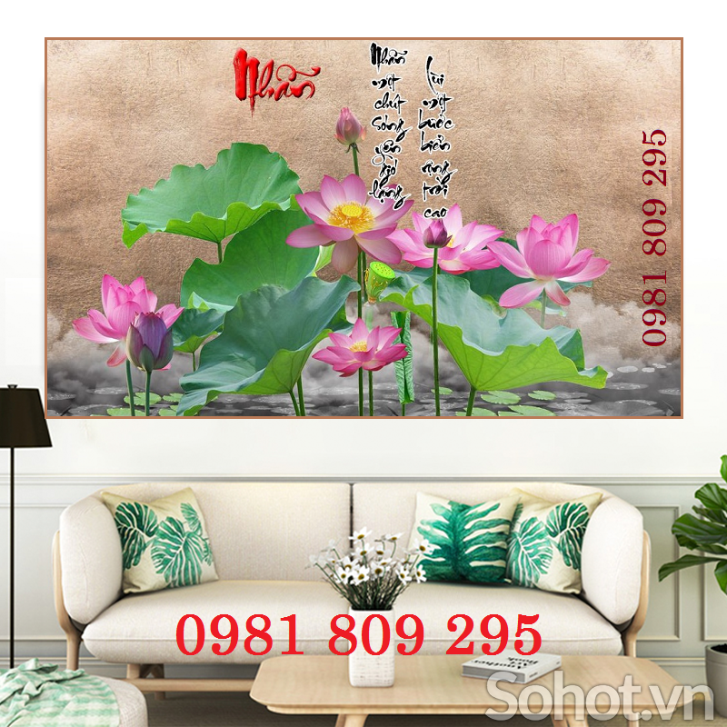 Gạch tranh trí tường hoa sen 3d