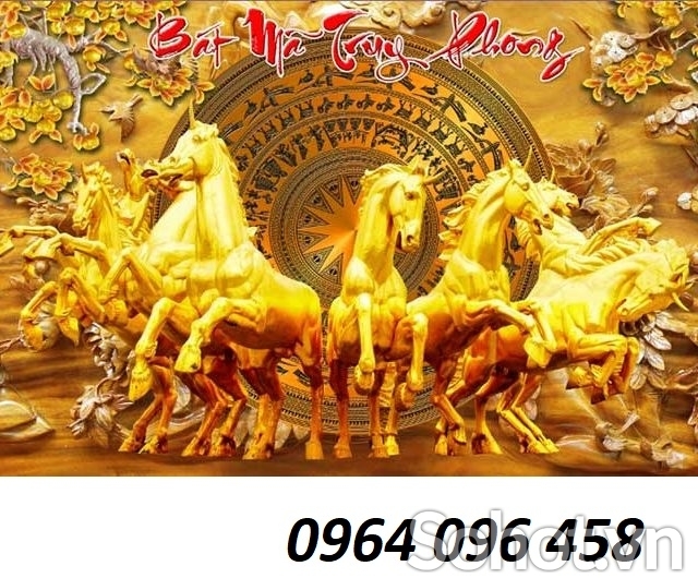 Tranh gạch 3d phong thủy 8 con ngựa - TKMN8