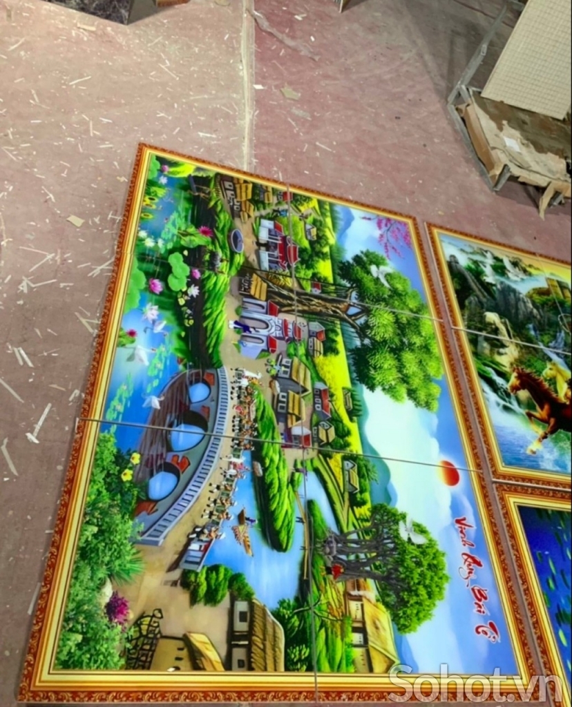Gạch tranh phong cảnh làng quê