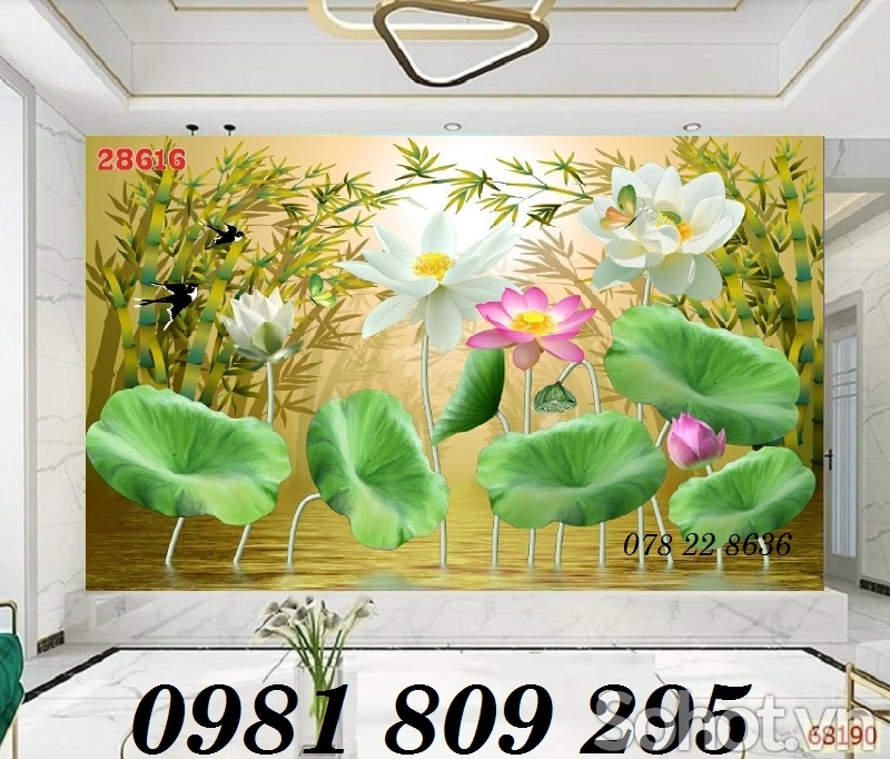 Tranh gạch - gạch trang trí 3d hoa sen
