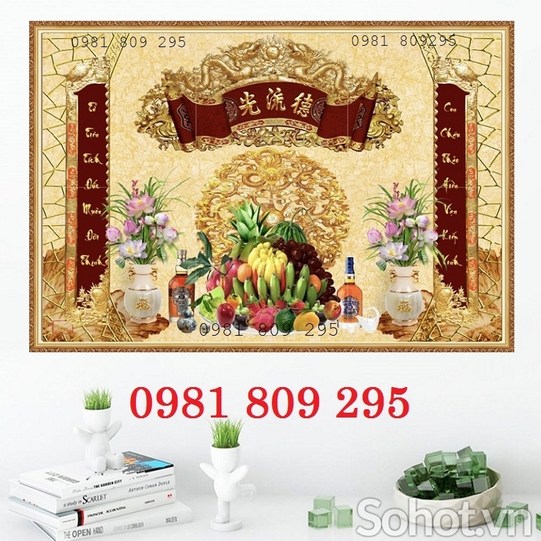Tranh chữ phúc - gạch 3d phòng thờ HP432