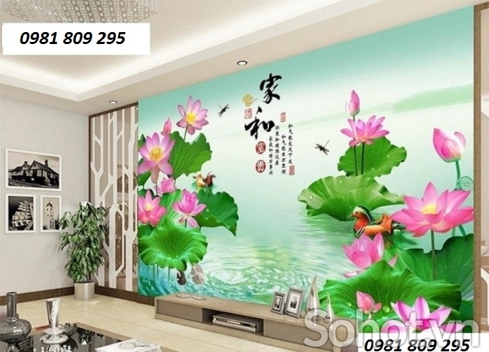 Tranh gạch trang trí phòng- Hoa sen