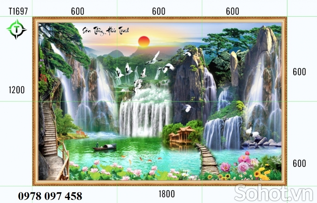 Tranh 3D - tranh gạch phòng khách