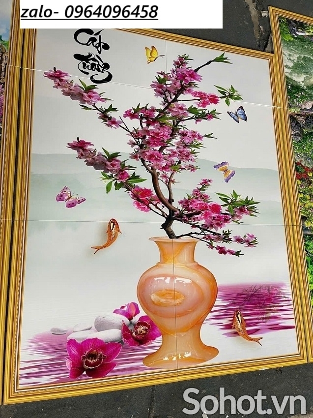 Tranh 3d bình hoa - tranh gạch 3d bình hoa - SXX3