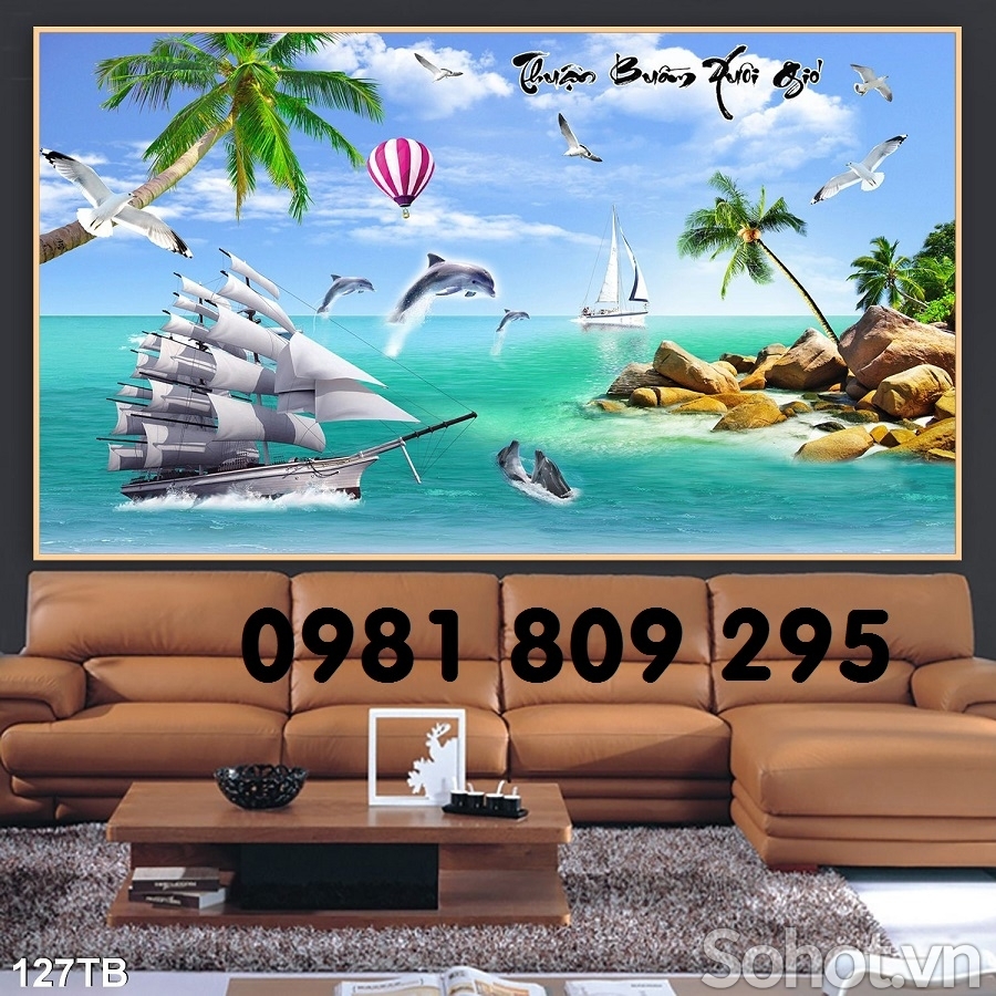 Gạch 3d thuyền buồm khổ đứng