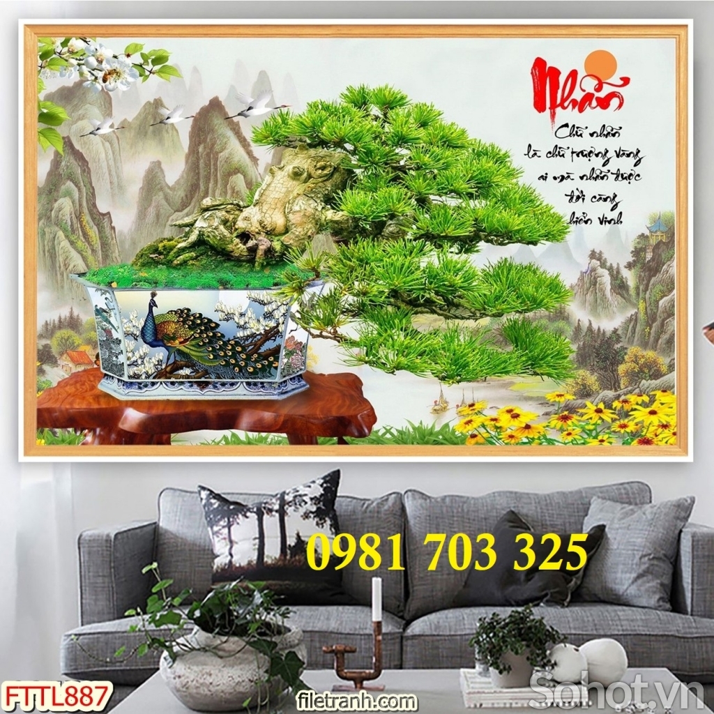 Gạch tranh đẹp hoa mai vàng