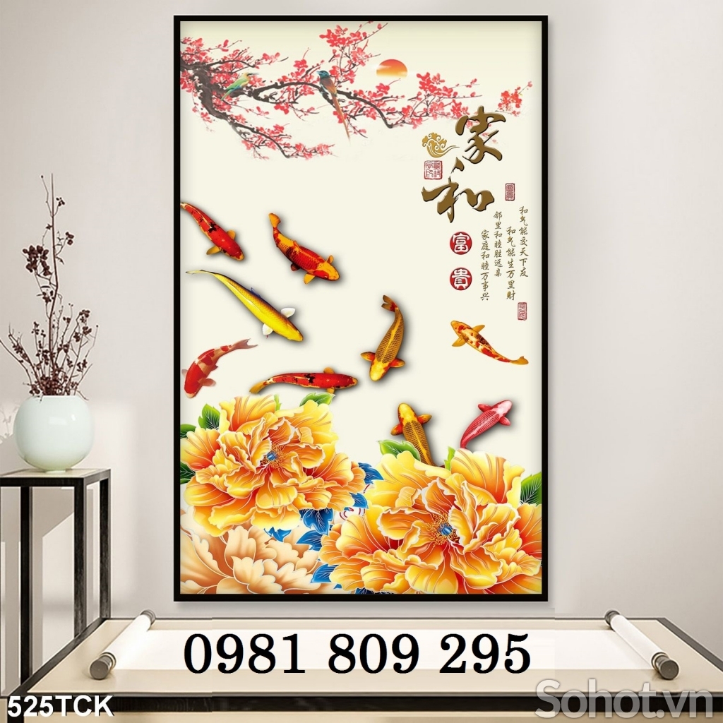Tranh gạch 3d khổ dọc mẫu mới HND839