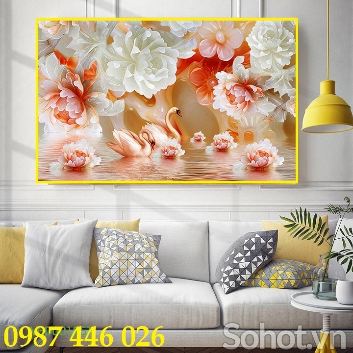 Gạch 3d tranh chim công ốp tường HP9272
