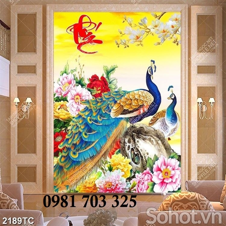 Tranh gạch 3D hình hoa mẫu đơn đẹp