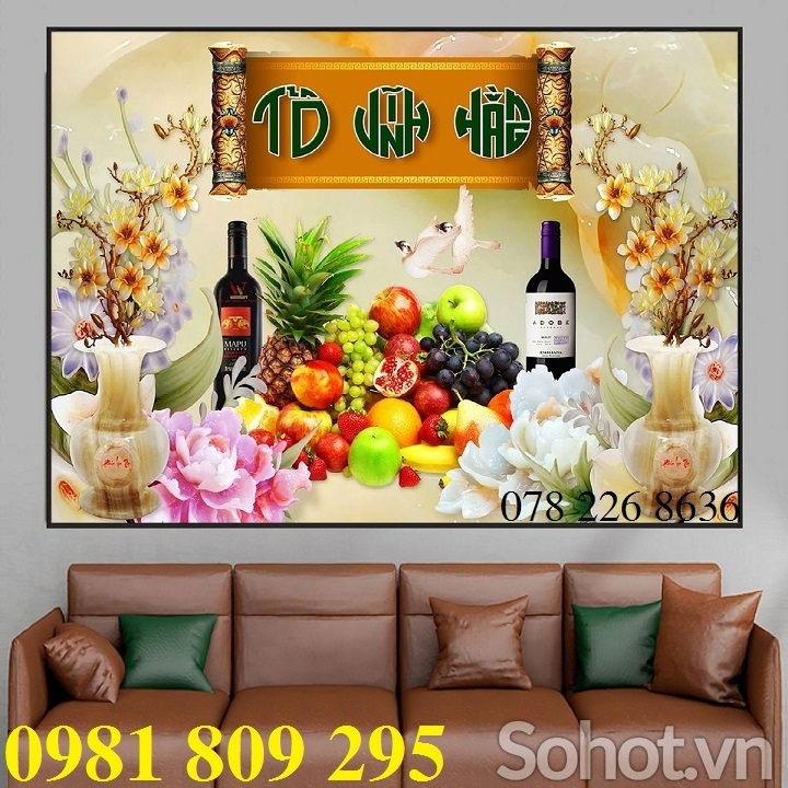 Phòng thờ - tranh gạch men 3d ốp tường