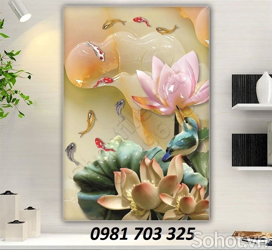 tranh khổ đứng, gạch tranh ốp tường 3D