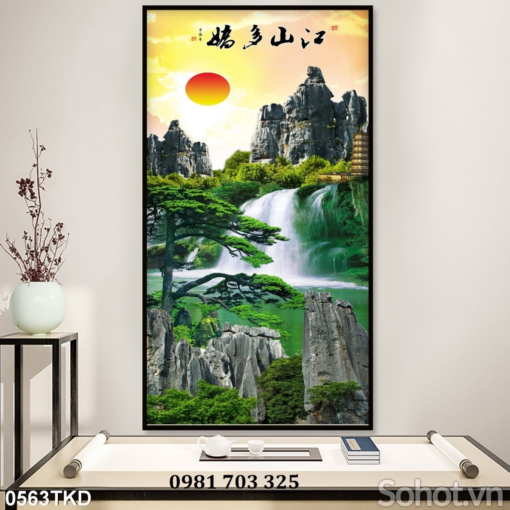 Tranh gạch men 3D ốp tường đứng