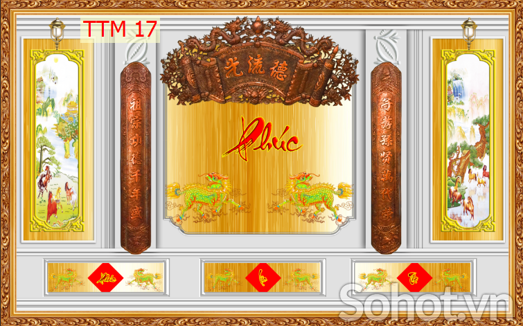 Tranh phòng thờ gia tiên - tranh câu đối