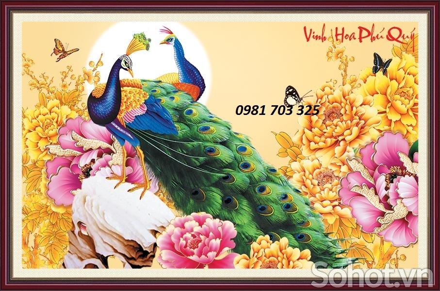 Gạch tranh ốp tường- tranh chim công