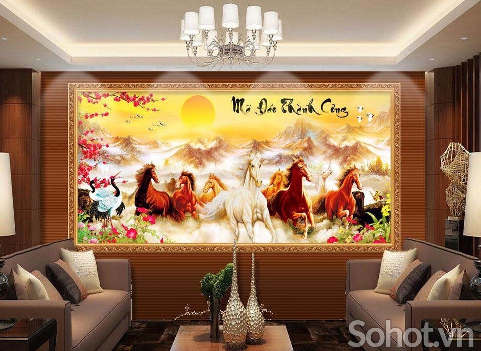 Tranh mã đáo thành công- gạch men 3D phong cảnh