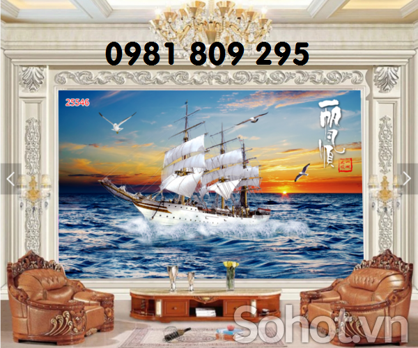 Tranh gạch men thuận buồm xuôi gió