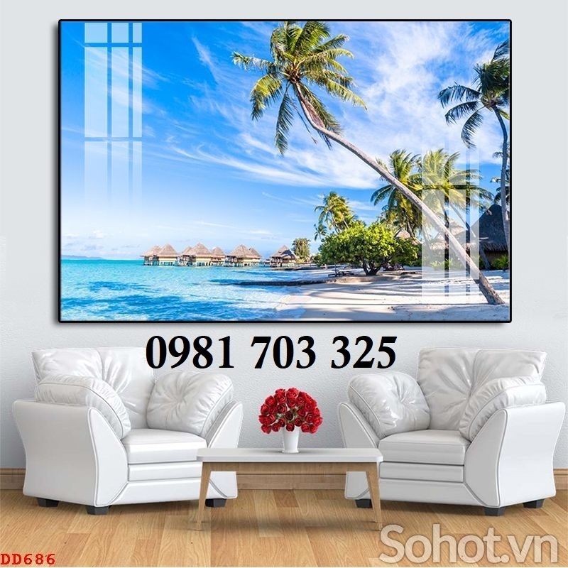 Tranh gạch 3d cảnh biển xanh