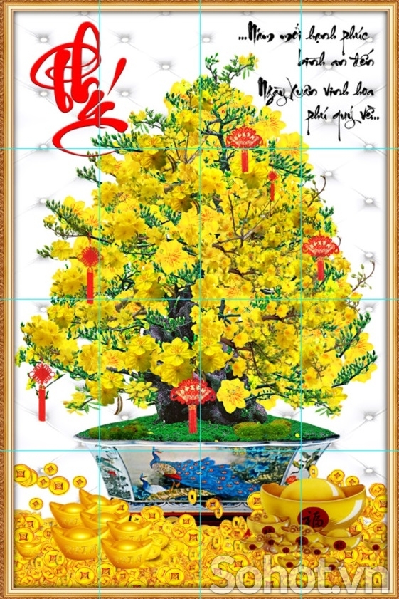 Tranh gạch 3d hoa mai dán tường - MBB66