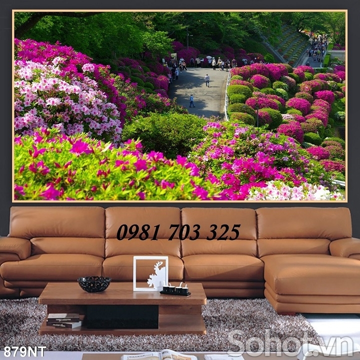 Tranh gạch 3D hình vườn hoa đẹp
