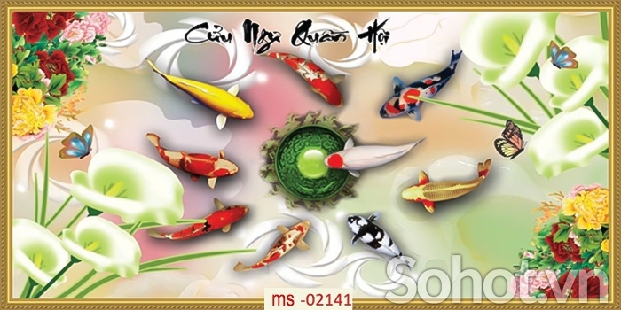 Tranh gạch men cửu ngư quần hội