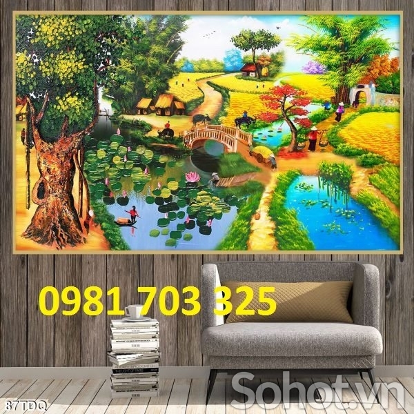 Tranh đồng quê 3D phong thủy trang trí