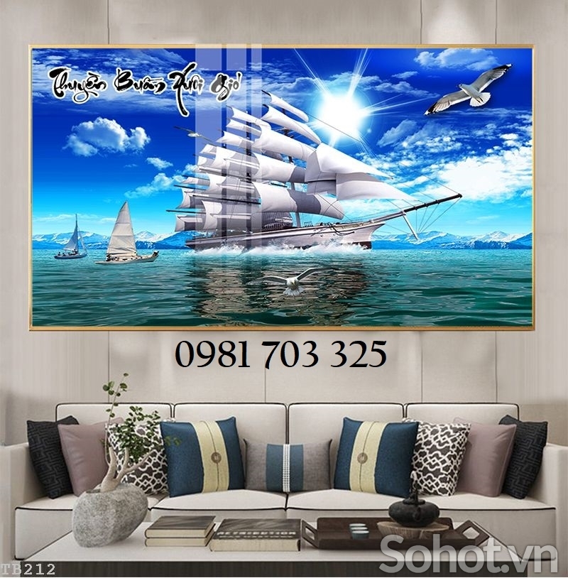 Tranh gạch men phong thủy thuận buồm xuôi gió