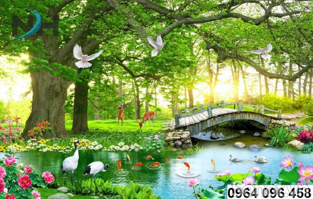 tranh gạch 3d phong cảnh sông núi - DXĐ3