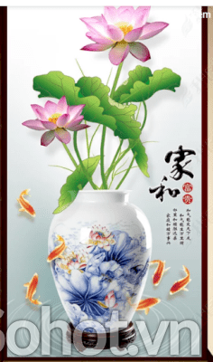 Tranh bình hoa tranh gạch 3d bình hoa RYU1