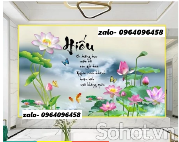 Tranh gạch 3d phong cảnh cá chép hoa sen - C5433