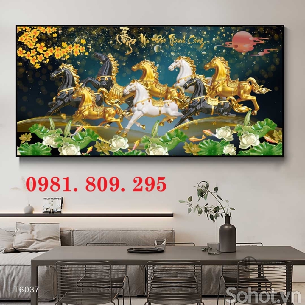 Tranh 3d ngựa phong thủy , gạch tranh