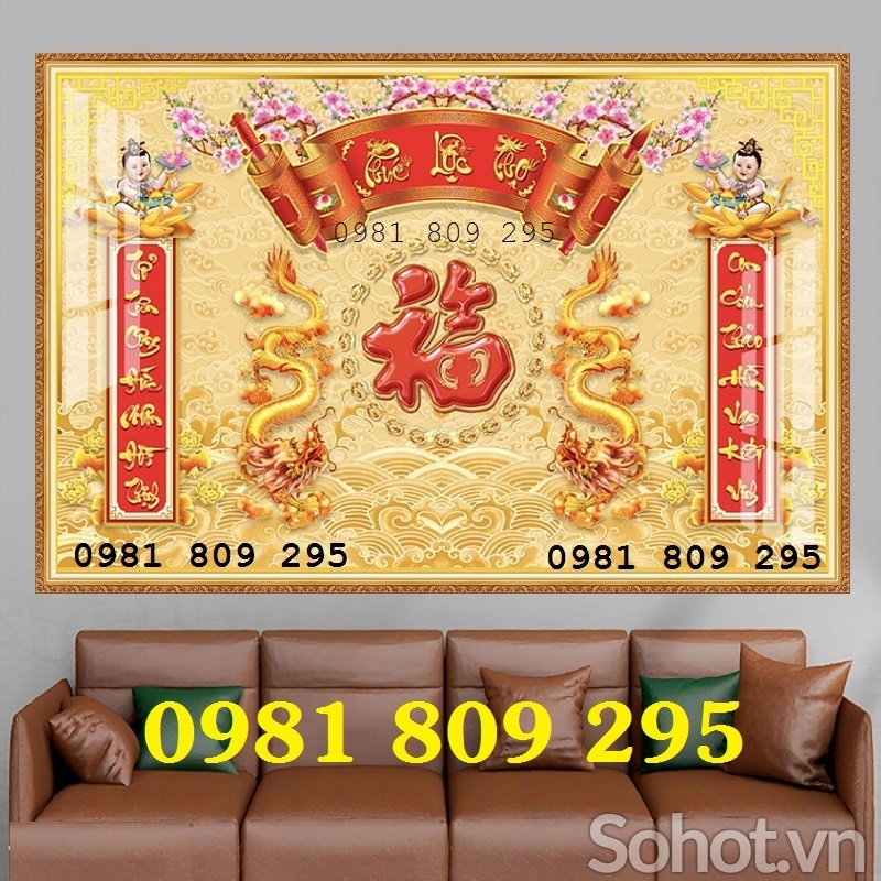 Tranh cao cấp phòng thờ đẹp , gạch tranh